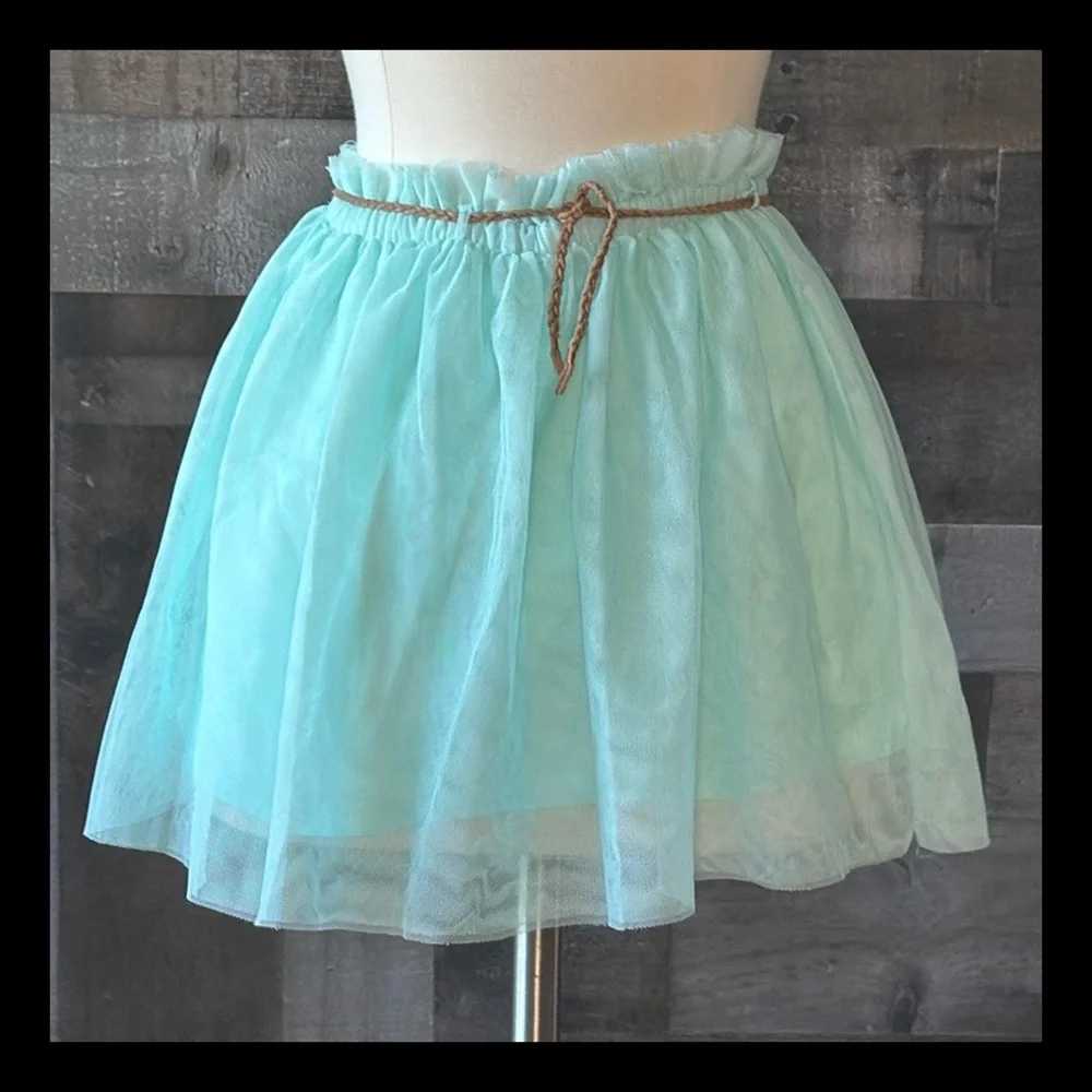 Zara Girls turquoise skirt size 12 flowy tulle softgirl feminine balletcore